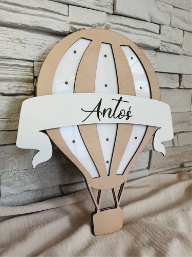 Drewniana lampka Balon ze wstęgą kolory
