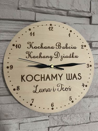 Zegar dla Dziadków sklejka drewniana