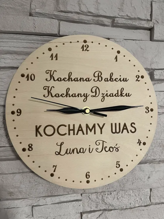 Zegar dla Dziadków sklejka drewniana