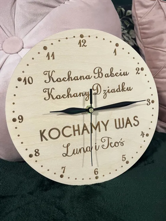 Zegar dla Dziadków sklejka drewniana