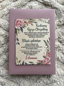 Zaproszenie na Chrzest dla Rodziców Chrzestnych/Dziadków KWIATY