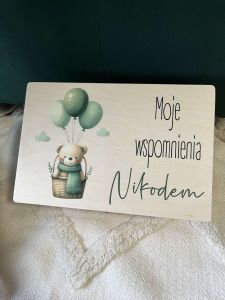 Pudełko WSPOMNIENIA z imieniem z misiem 