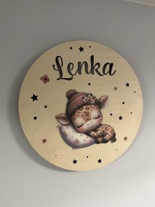 Lampka Żyrafa z imieniem pastele kwiaty 