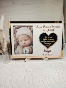 Podziękowanie dla Chrzestnych złota/srebrna ramka ze zdjęciem 
